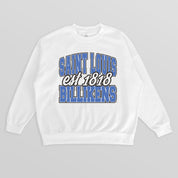 SAINT LOUIS BILLIKENS FADED FORMATION PREMIUM FLEECE DROP SHOULDER CREWNECK PULLOVER