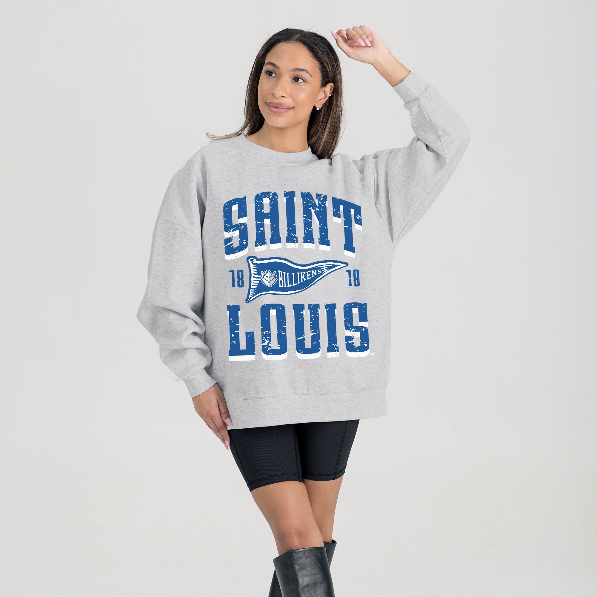 SAINT LOUIS BILLIKENS PENNANT PRIDE PREMIUM FLEECE DROP SHOULDER CREWNECK PULLOVER