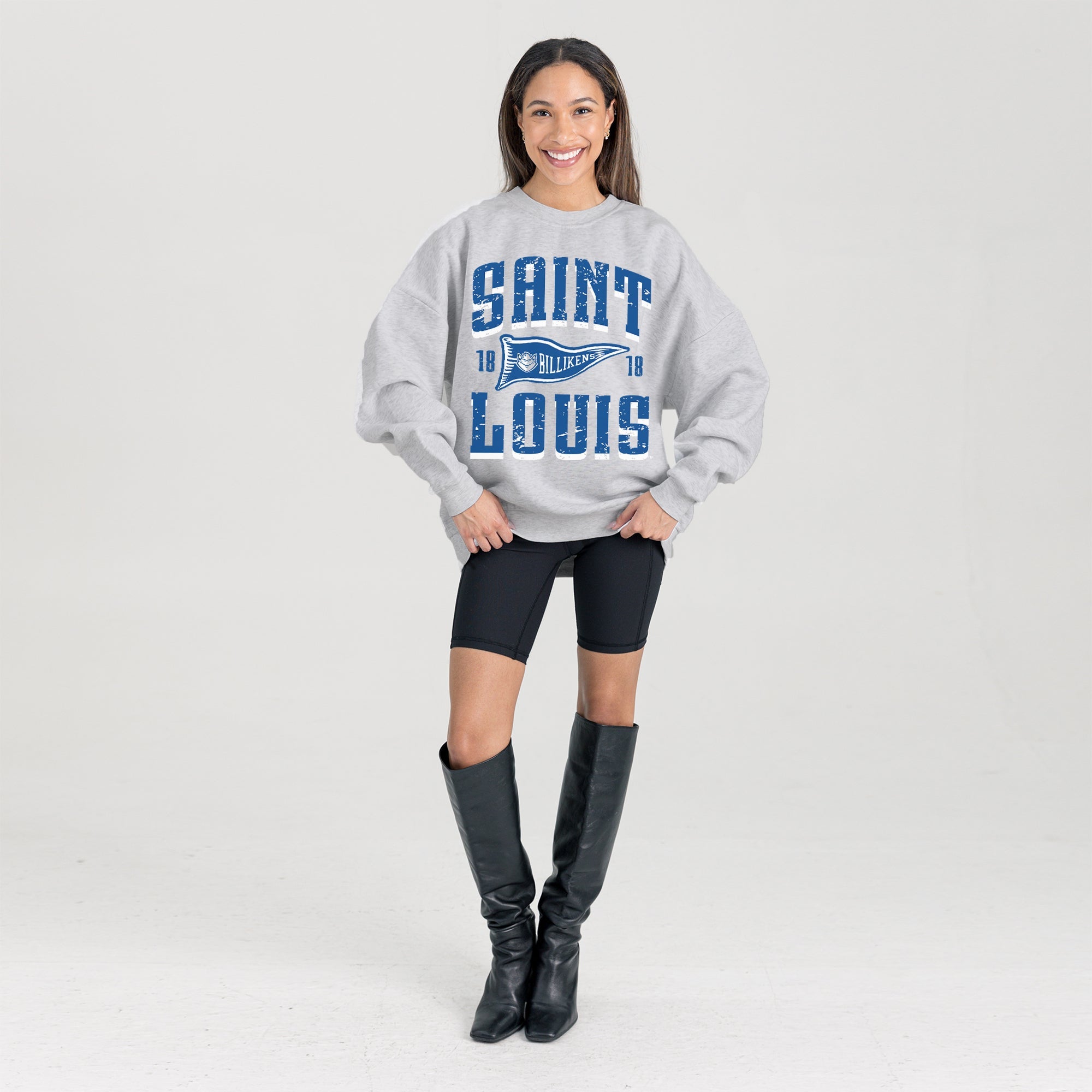 SAINT LOUIS BILLIKENS PENNANT PRIDE PREMIUM FLEECE DROP SHOULDER CREWNECK PULLOVER