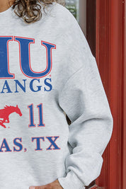 SMU MUSTANGS ALLEGIANCE PREMIUM FLEECE DROP SHOULDER CREWNECK PULLOVER