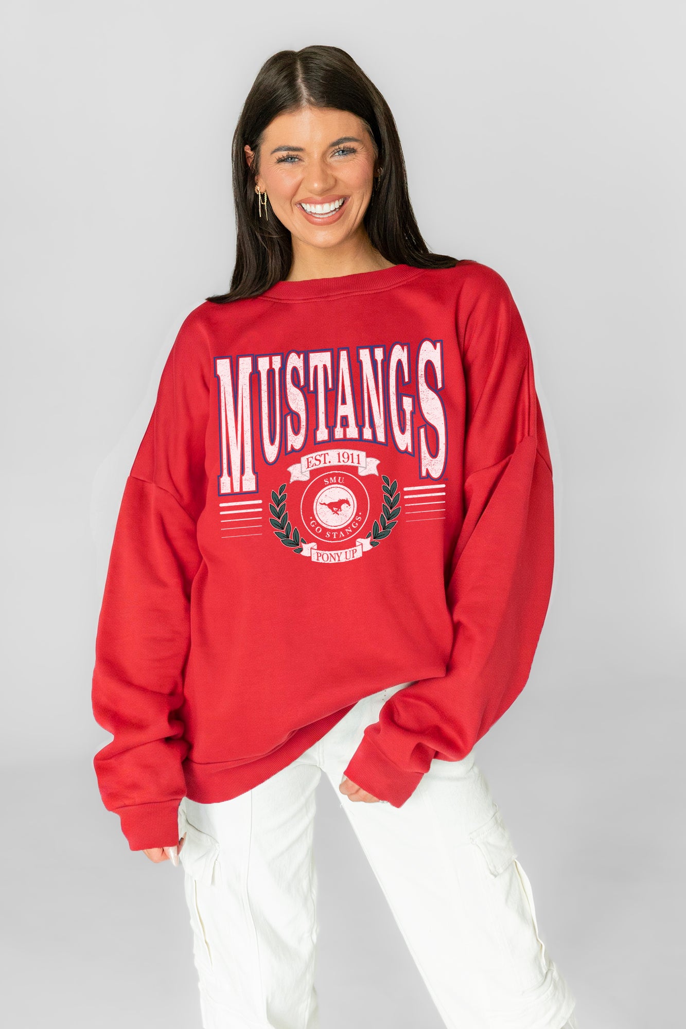 SMU MUSTANGS HONOR BOUND PREMIUM FLEECE CREWNECK PULLOVER