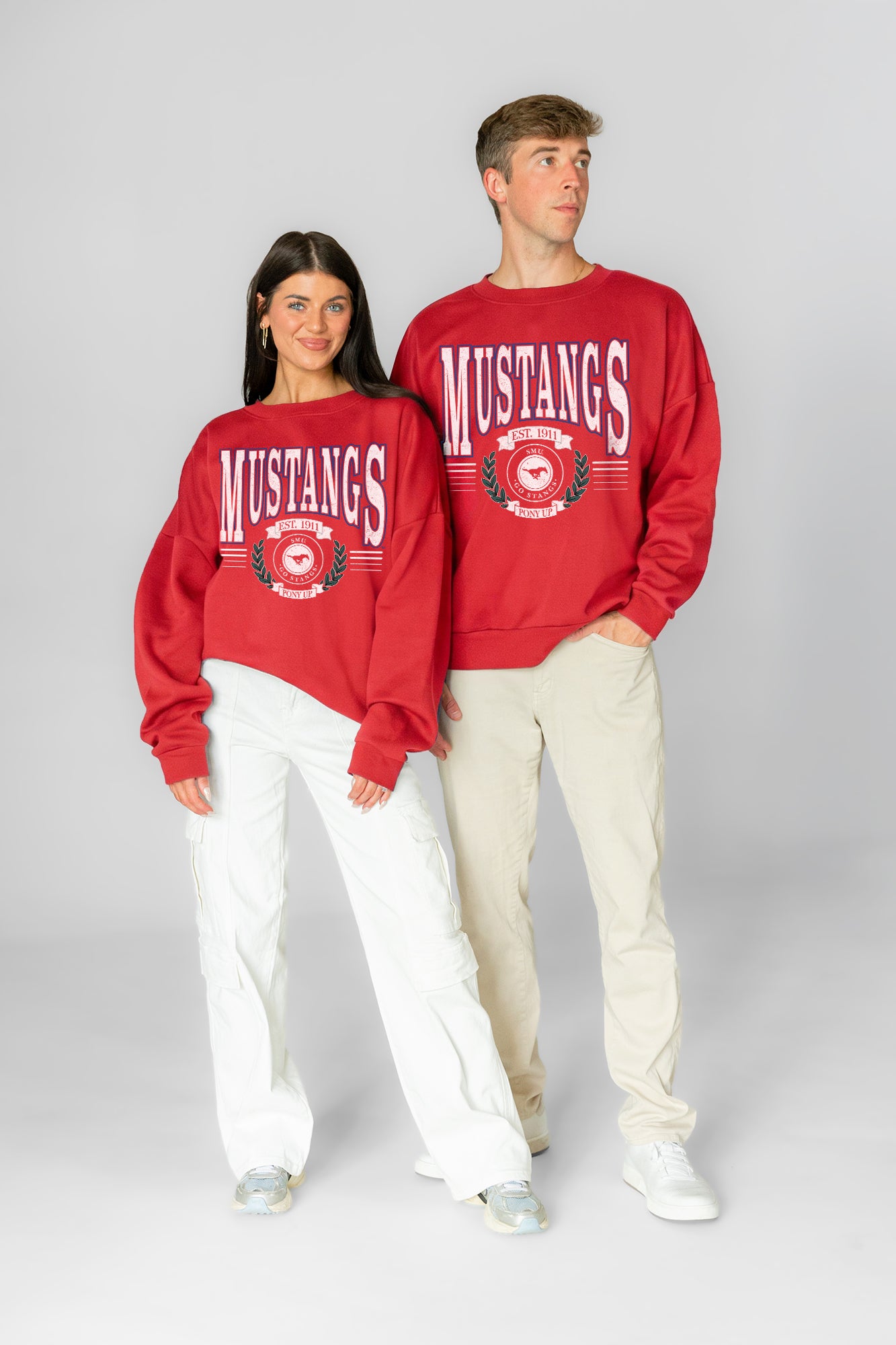 SMU MUSTANGS HONOR BOUND PREMIUM FLEECE CREWNECK PULLOVER