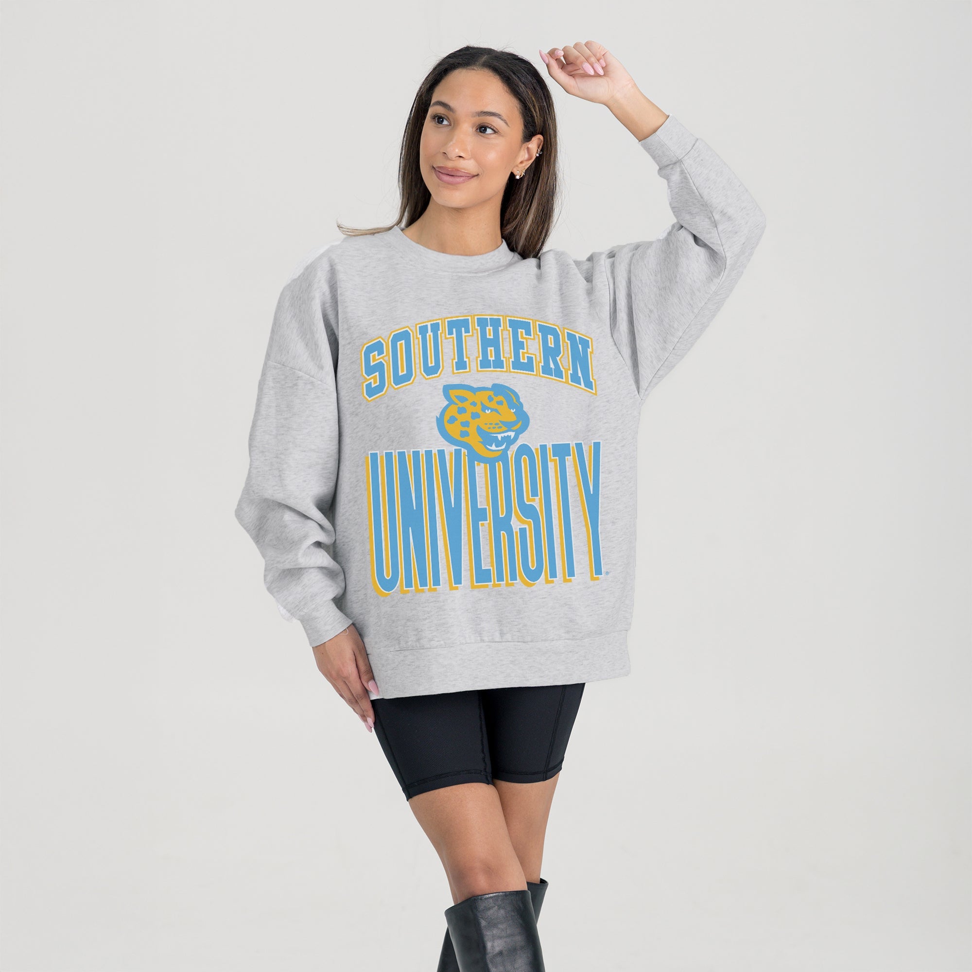 SOUTHERN JAGUARS FIERCE FOCUS PREMIUM FLEECE DROP SHOULDER CREWNECK PULLOVER