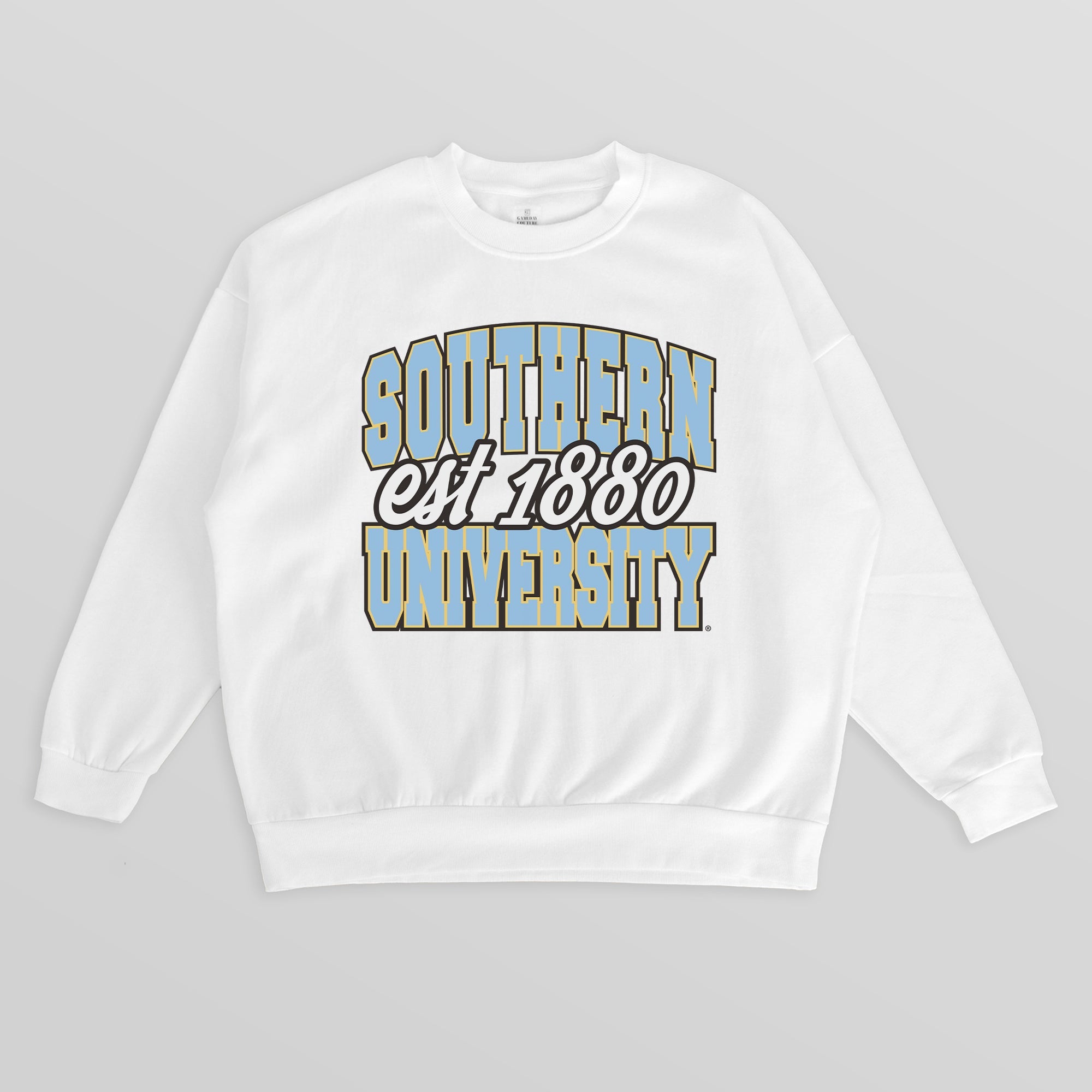 SOUTHERN JAGUARS FADED FORMATION PREMIUM FLEECE DROP SHOULDER CREWNECK PULLOVER
