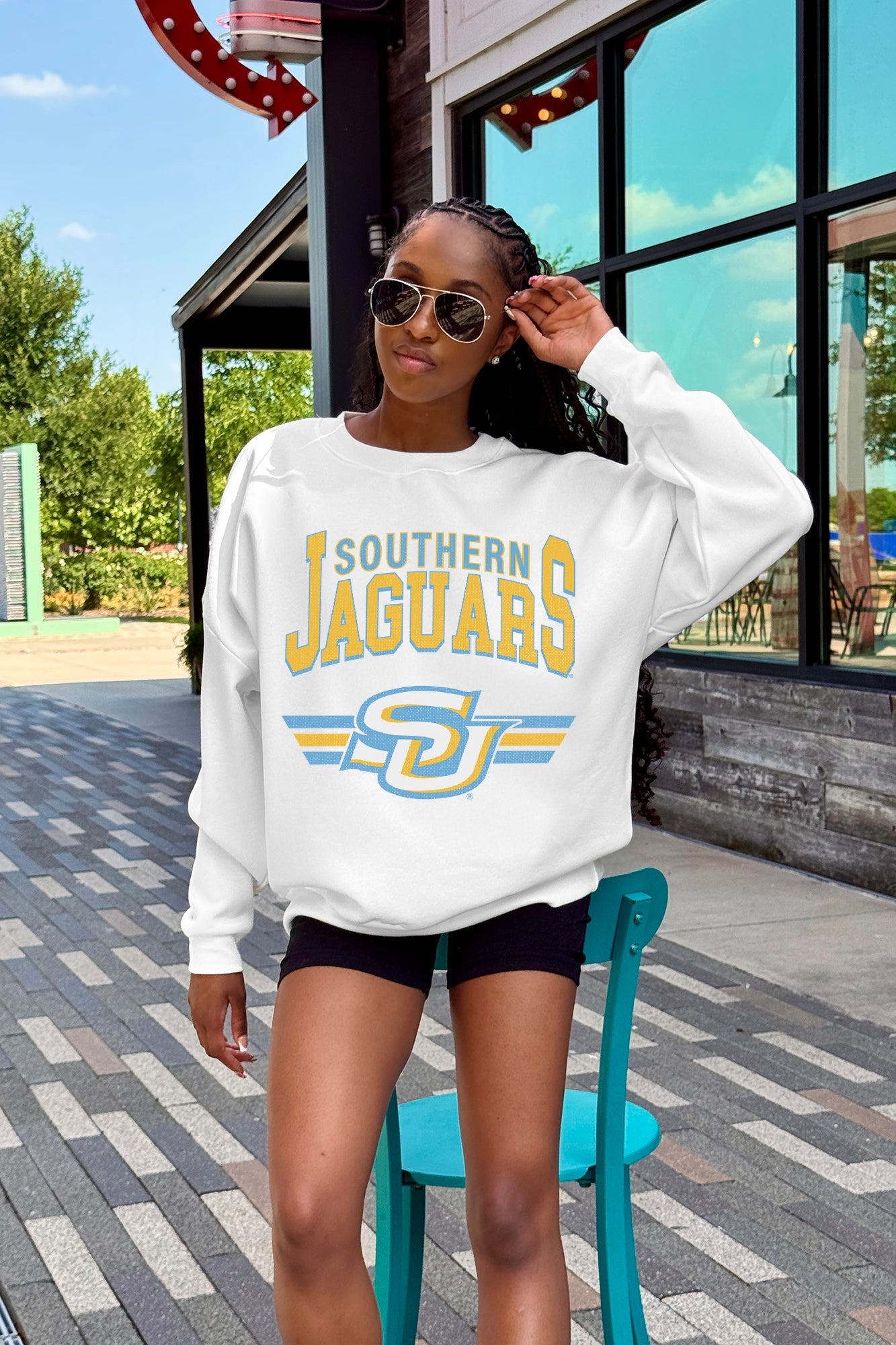 SOUTHERN JAGUARS SWIFT STRIKE PREMIUM FLEECE DROP SHOULDER CREWNECK PULLOVER