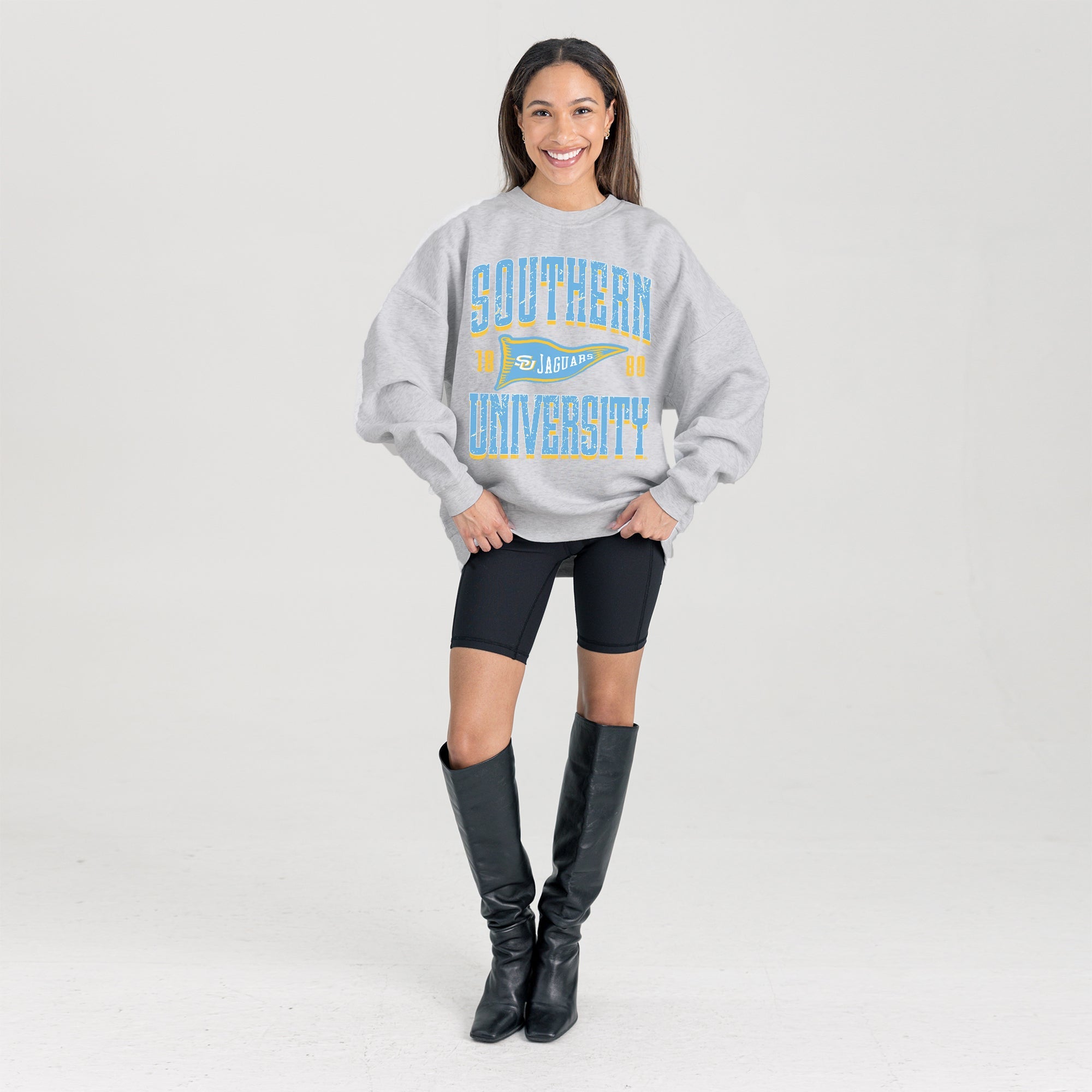 SOUTHERN JAGUARS PENNANT PRIDE PREMIUM FLEECE DROP SHOULDER CREWNECK PULLOVER
