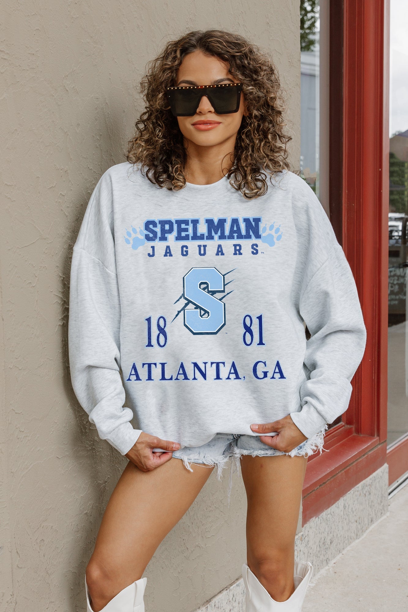SPELMAN COLLEGE JAGUARS ALLEGIANCE PREMIUM FLEECE DROP SHOULDER CREWNECK PULLOVER