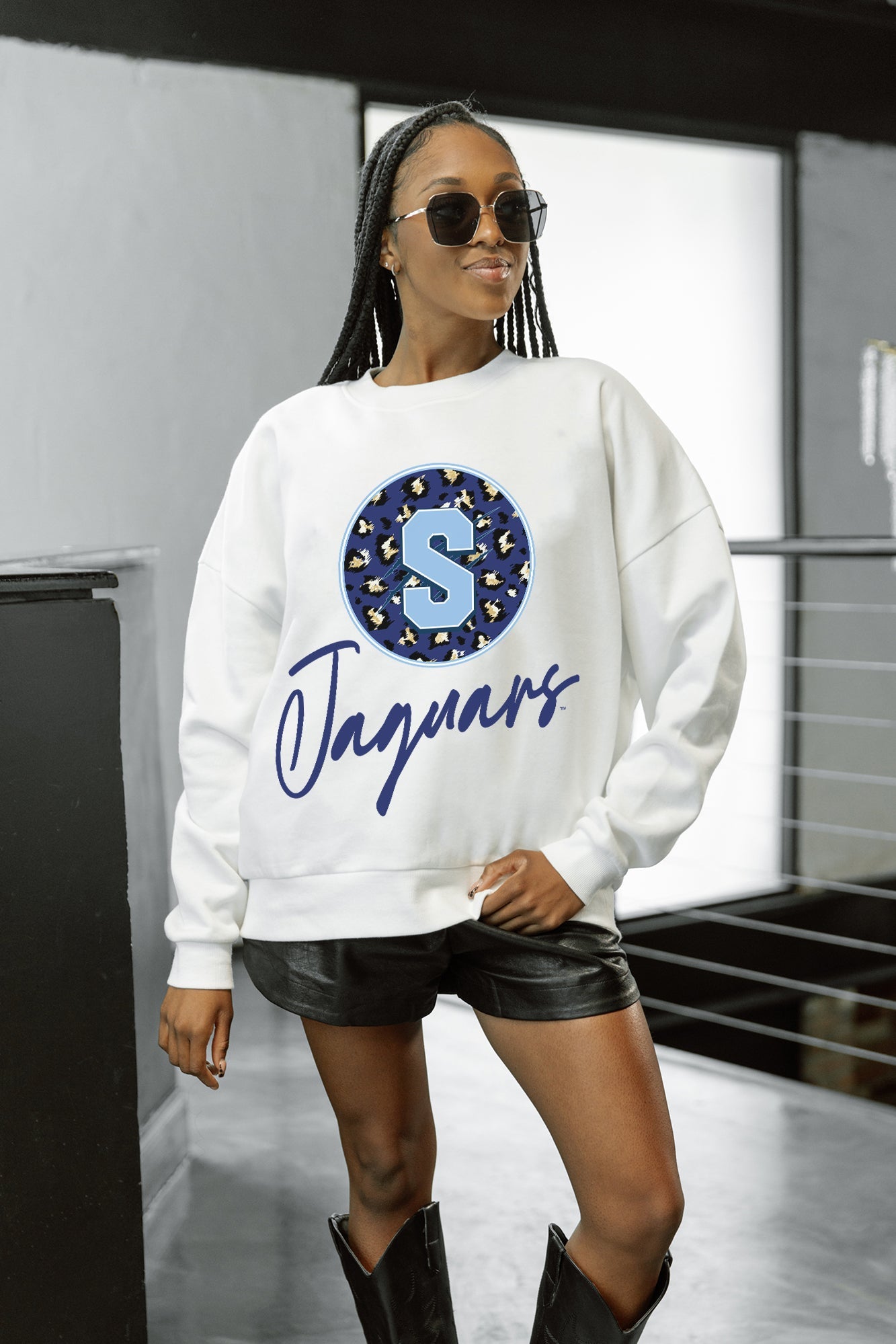 SPELMAN COLLEGE JAGUARS WILD BREAKTHROUGH PREMIUM FLEECE CREWNECK PULLOVER