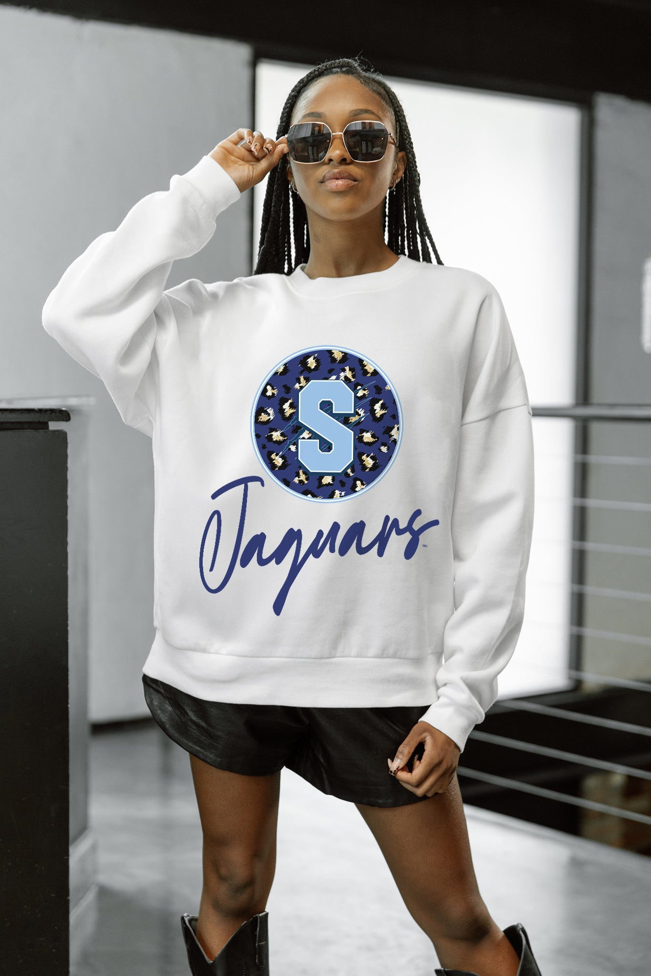 SPELMAN COLLEGE JAGUARS WILD BREAKTHROUGH PREMIUM FLEECE CREWNECK PULLOVER