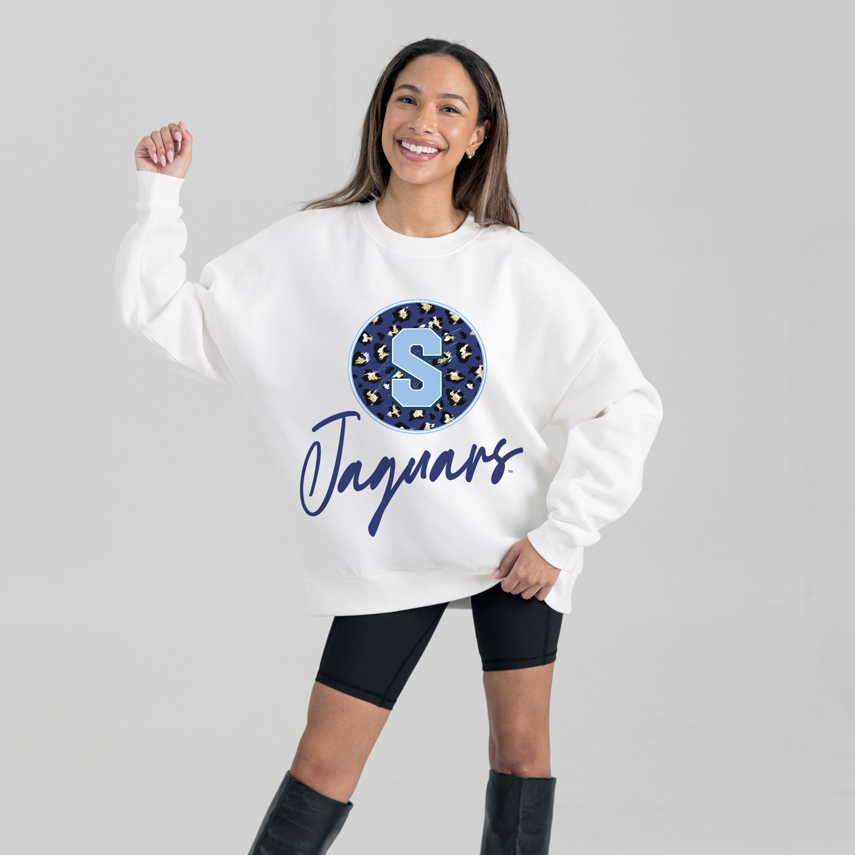 SPELMAN COLLEGE JAGUARS WILD BREAKTHROUGH PREMIUM FLEECE CREWNECK PULLOVER