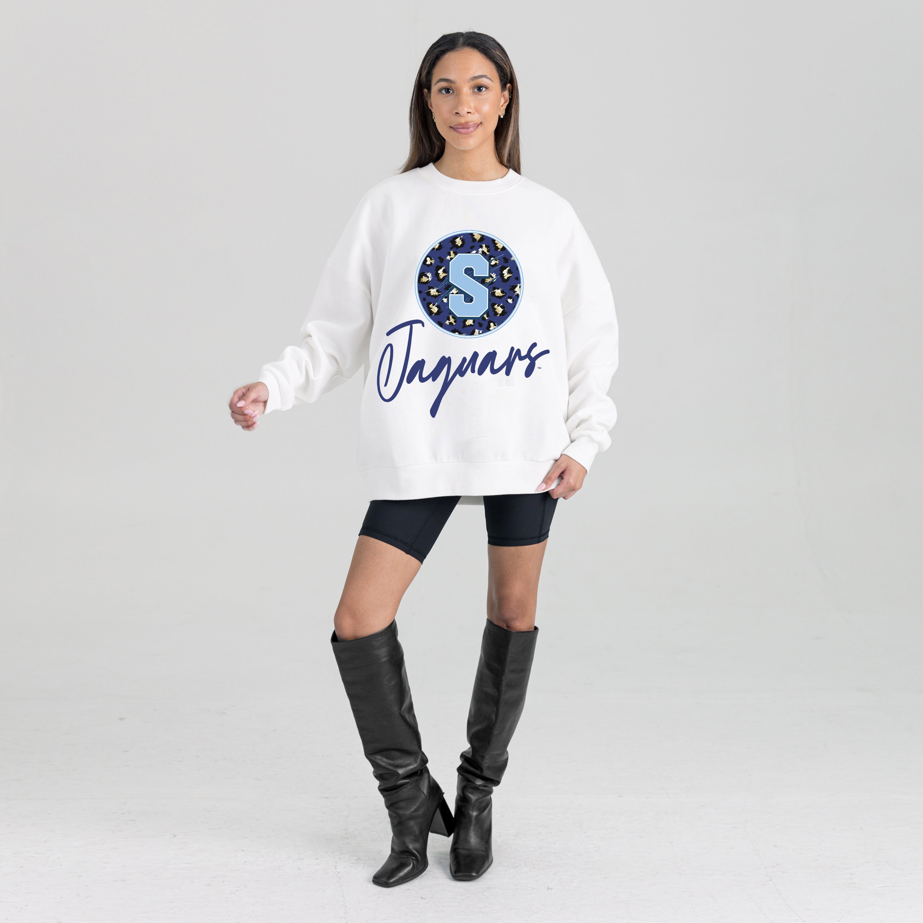 SPELMAN COLLEGE JAGUARS WILD BREAKTHROUGH PREMIUM FLEECE CREWNECK PULLOVER