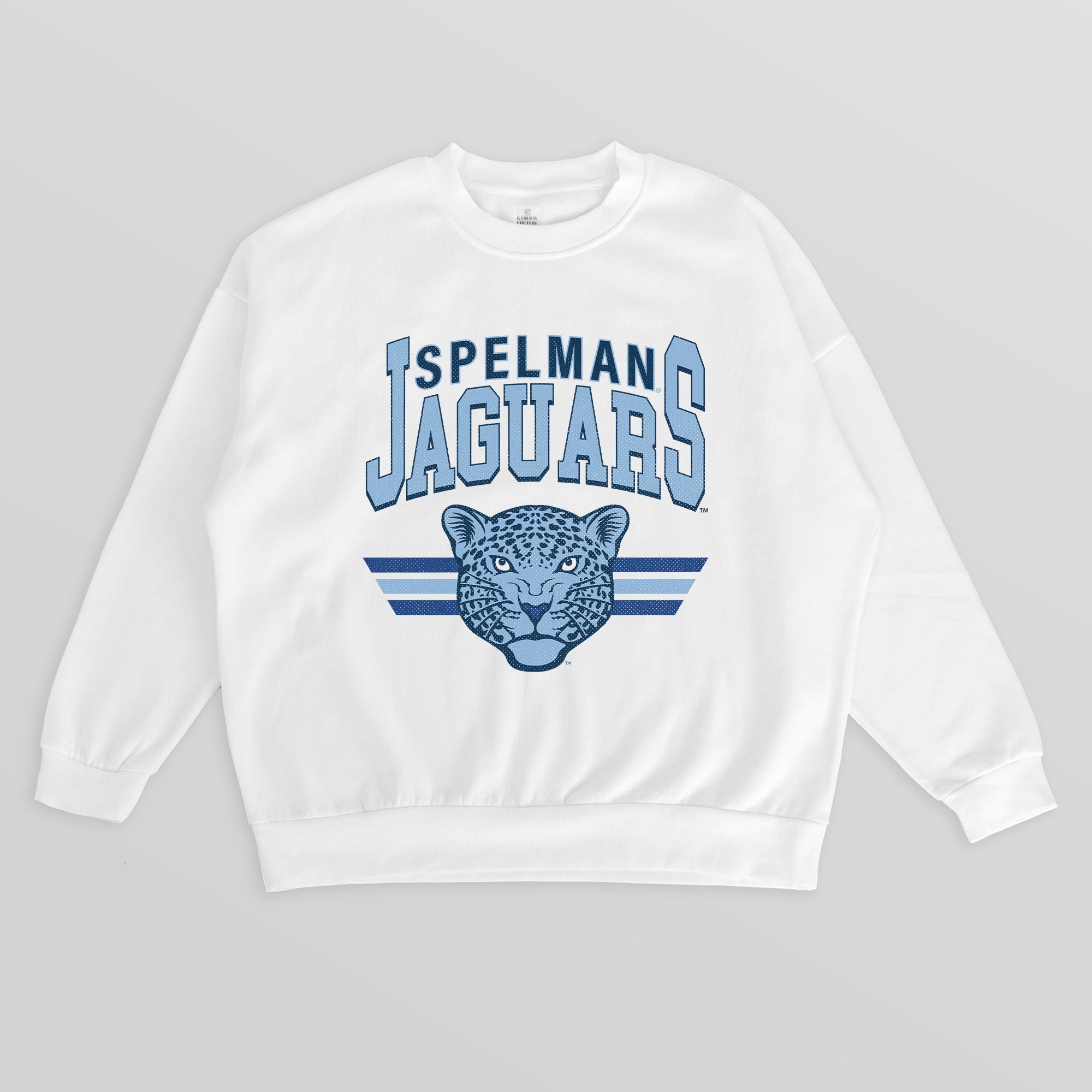 SPELMAN COLLEGE JAGUARS SWIFT STRIKE PREMIUM FLEECE DROP SHOULDER CREWNECK PULLOVER