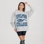 SPELMAN COLLEGE JAGUARS PENNANT PRIDE PREMIUM FLEECE DROP SHOULDER CREWNECK PULLOVER