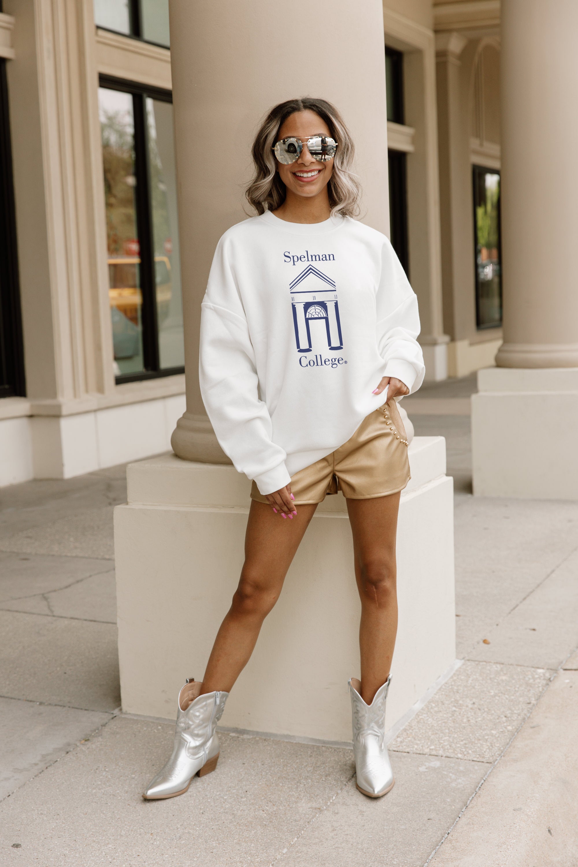 SPELMAN COLLEGE JAGUARS Slow Motion Fleece Crewneck Pullover