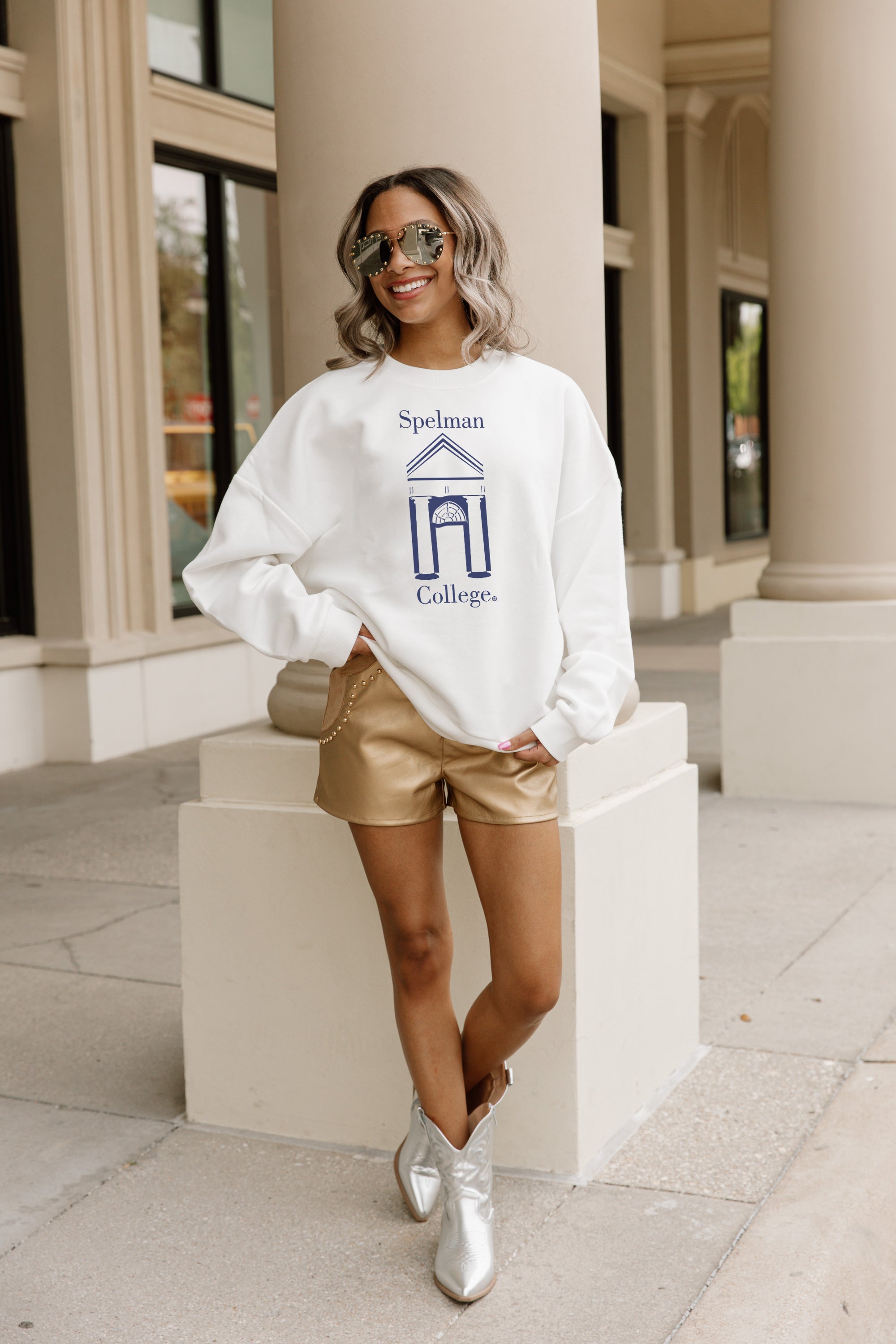 SPELMAN COLLEGE JAGUARS Slow Motion Fleece Crewneck Pullover