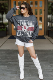 STANFORD CARDINAL WILD TAILGATE PREMIUM FLEECE DROP SHOULDER CREWNECK PULLOVER