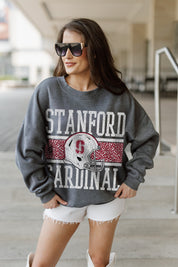 STANFORD CARDINAL WILD TAILGATE PREMIUM FLEECE DROP SHOULDER CREWNECK PULLOVER
