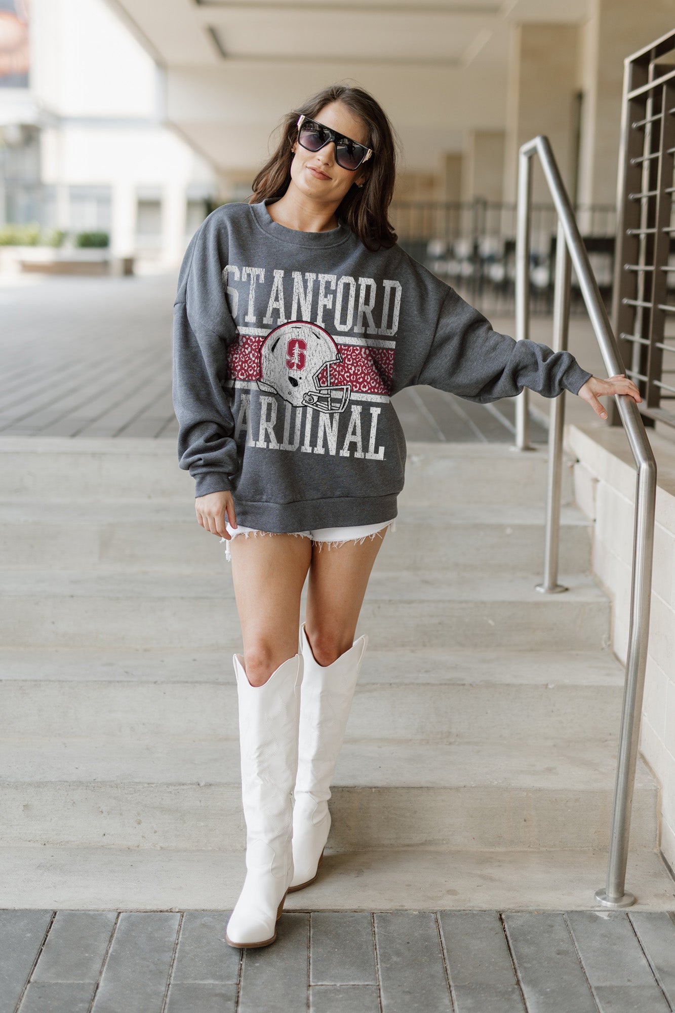 STANFORD CARDINAL WILD TAILGATE PREMIUM FLEECE DROP SHOULDER CREWNECK PULLOVER