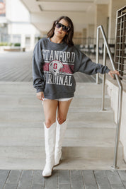 STANFORD CARDINAL WILD TAILGATE PREMIUM FLEECE DROP SHOULDER CREWNECK PULLOVER