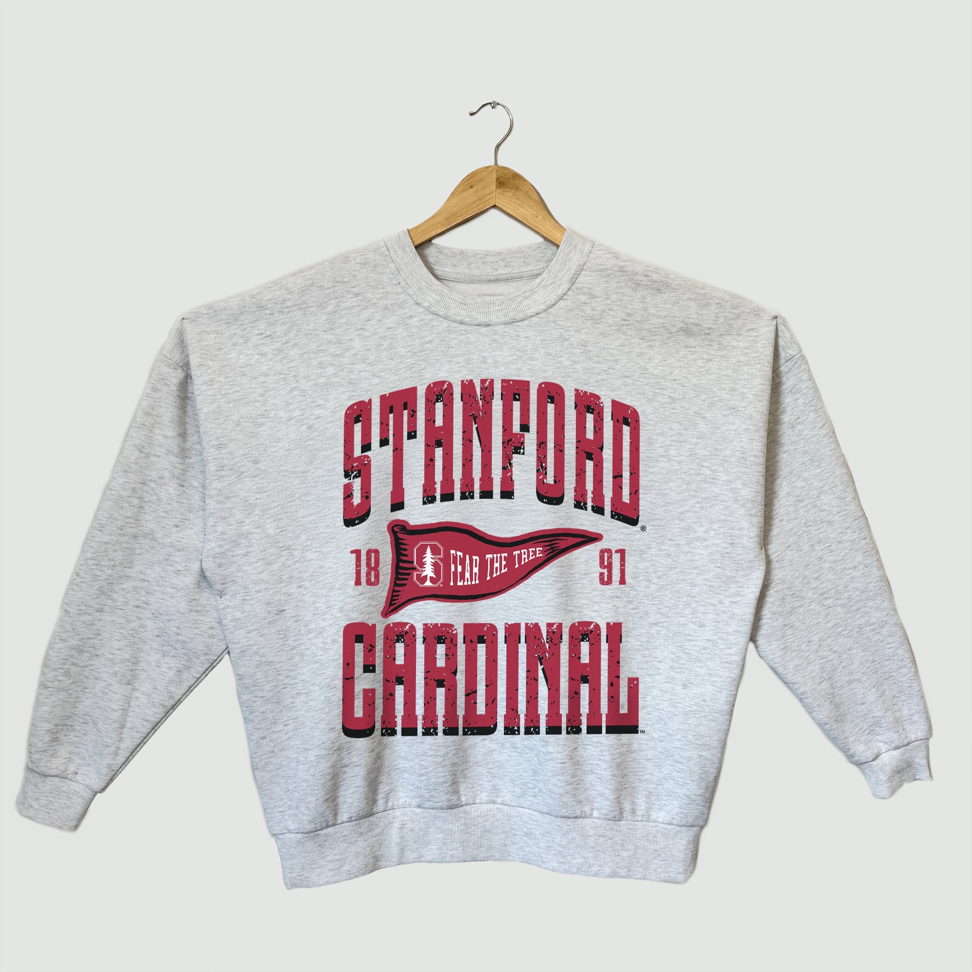 STANFORD CARDINAL PENNANT PRIDE PREMIUM FLEECE DROP SHOULDER CREWNECK PULLOVER
