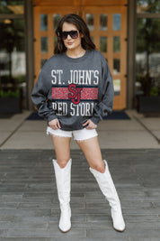 ST. JOHN'S RED STORM WILD TAILGATE PREMIUM FLEECE DROP SHOULDER CREWNECK PULLOVER