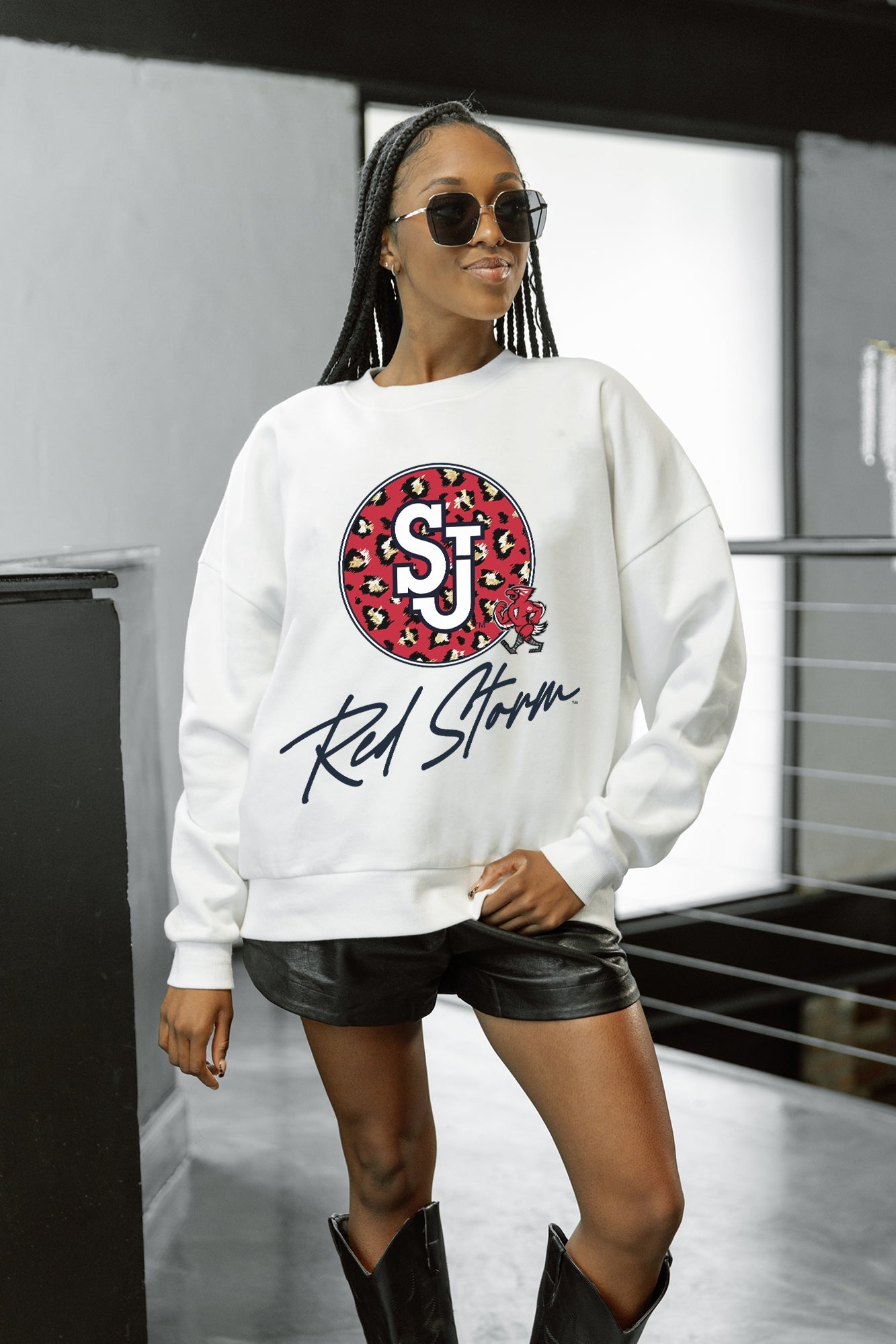ST. JOHN'S RED STORM WILD BREAKTHROUGH PREMIUM FLEECE CREWNECK PULLOVER