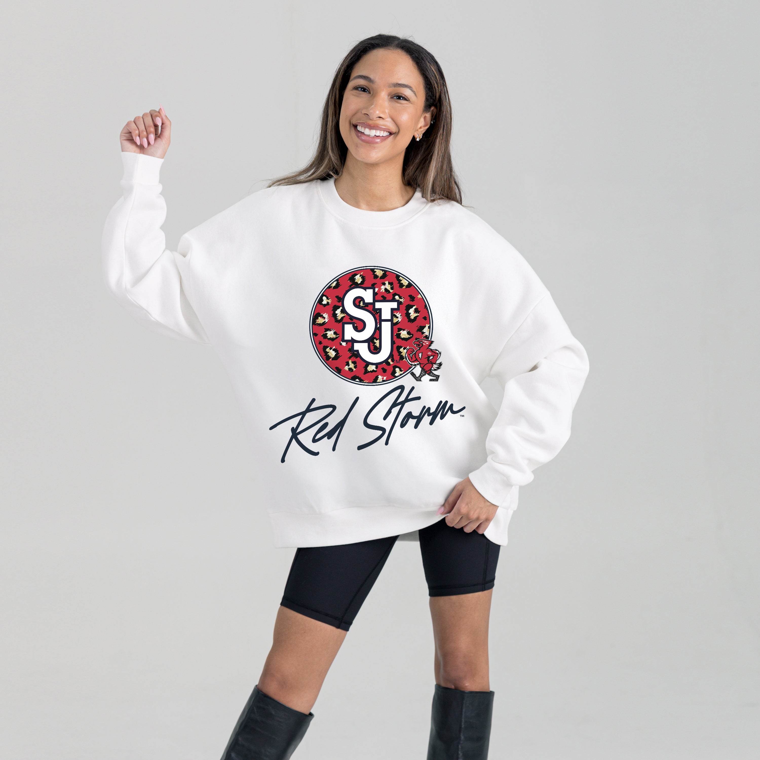 ST. JOHN'S RED STORM WILD BREAKTHROUGH PREMIUM FLEECE CREWNECK PULLOVER