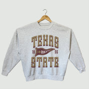 TEXAS STATE BOBCATS PENNANT PRIDE PREMIUM FLEECE DROP SHOULDER CREWNECK PULLOVER