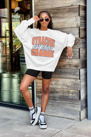 SYRACUSE ORANGE FADED FORMATION PREMIUM FLEECE DROP SHOULDER CREWNECK PULLOVER