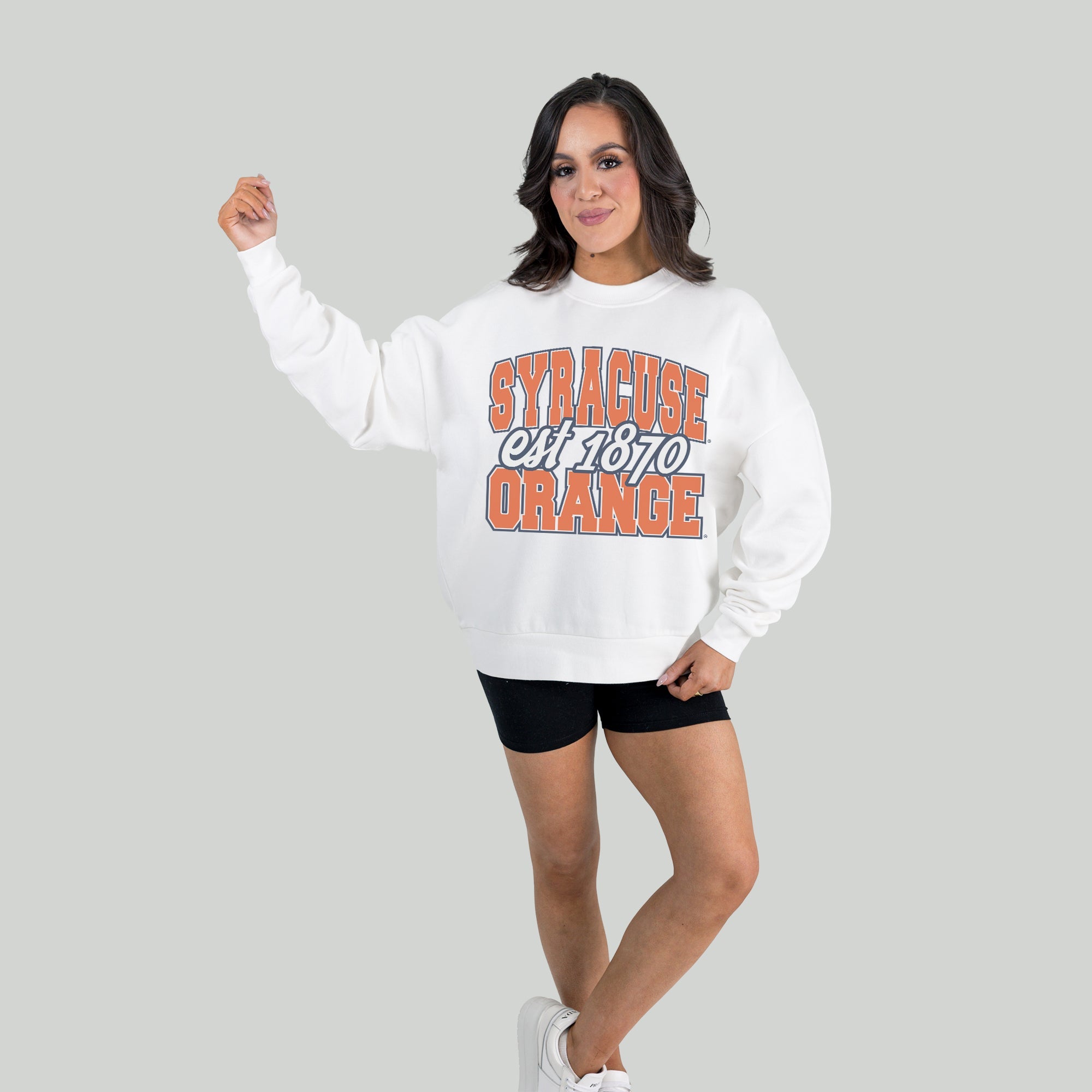 SYRACUSE ORANGE FADED FORMATION PREMIUM FLEECE DROP SHOULDER CREWNECK PULLOVER