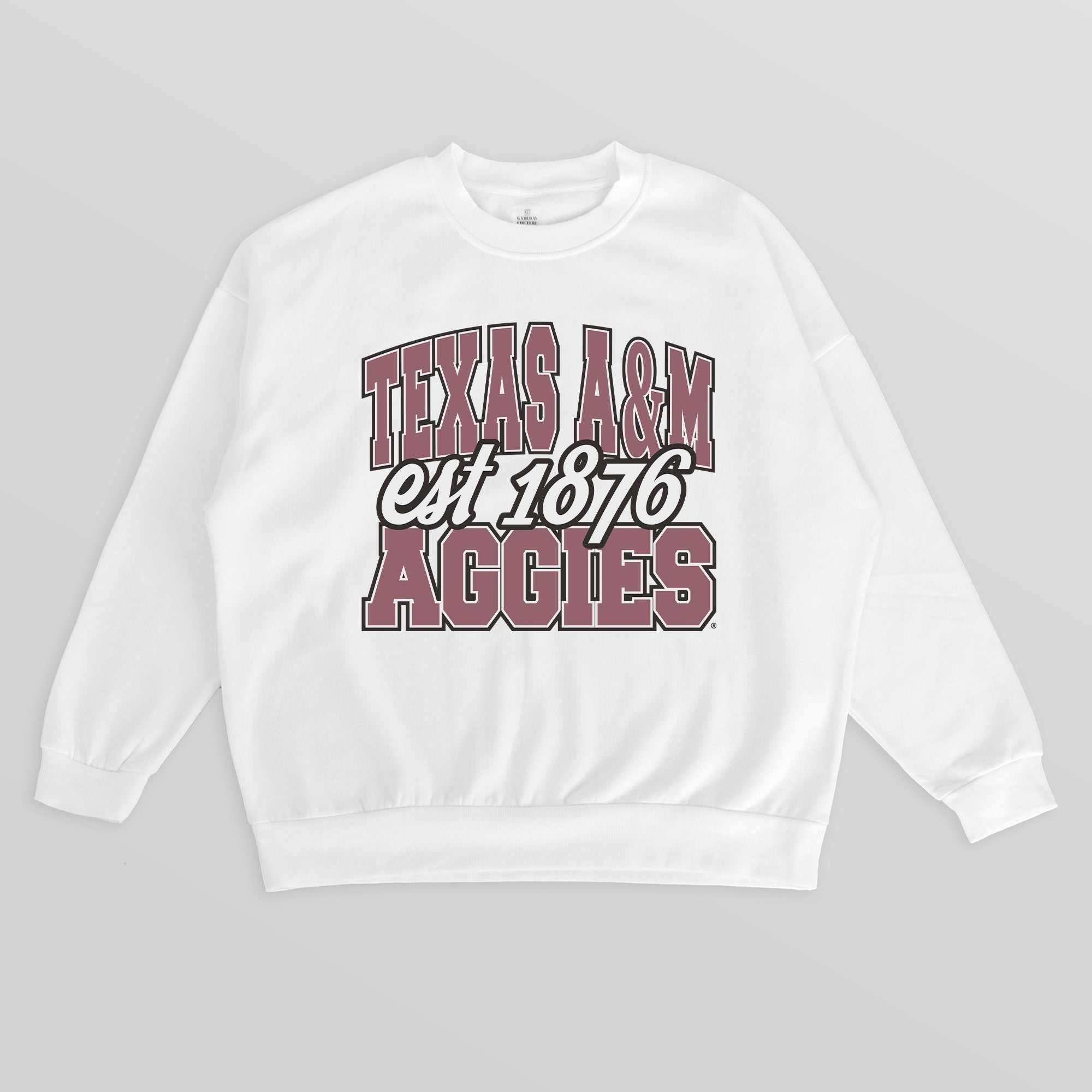 TEXAS A&M AGGIES FADED FORMATION PREMIUM FLEECE DROP SHOULDER CREWNECK PULLOVER