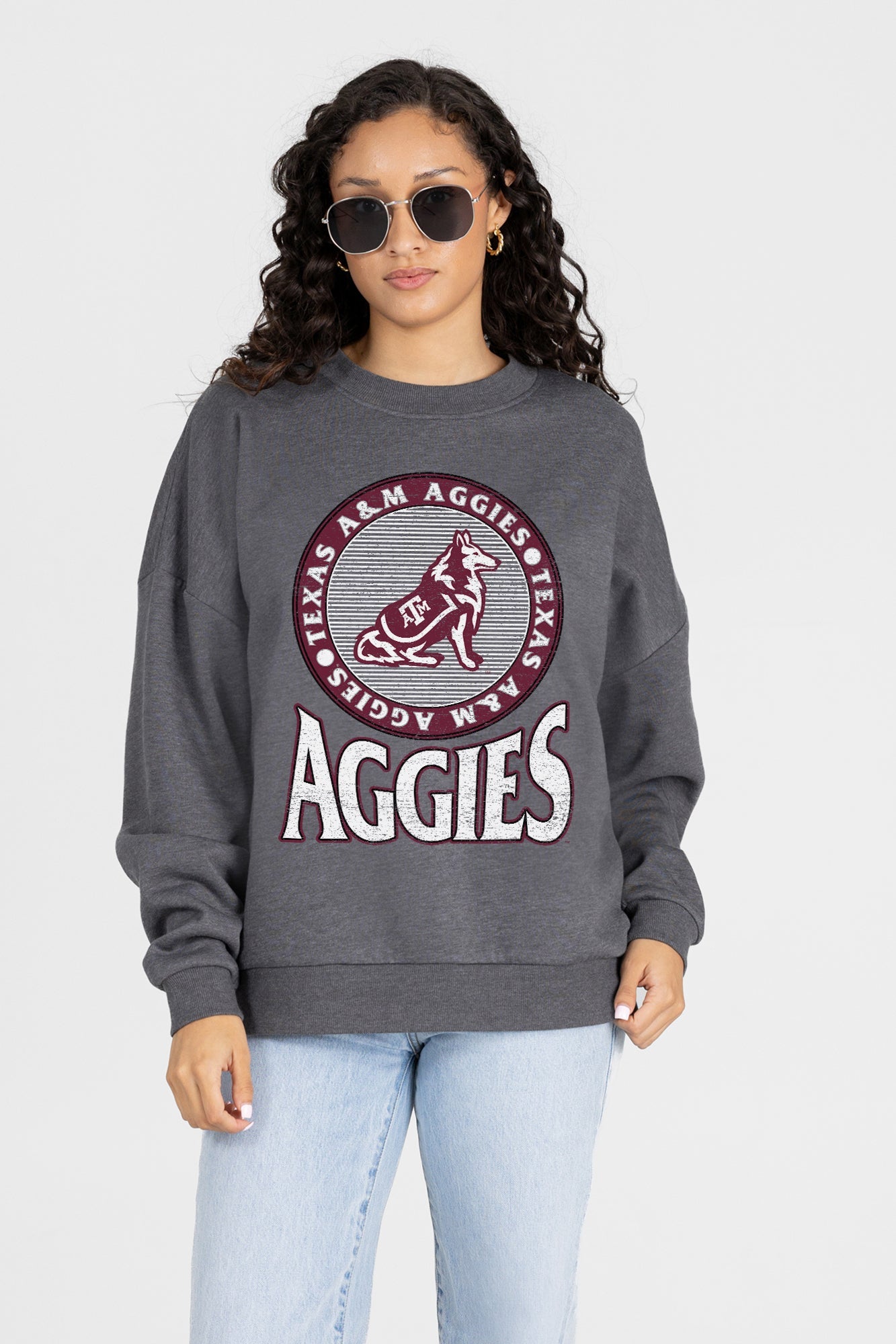 TEXAS A&M AGGIES SATURDAY SEAL PREMIUM FLEECE DROP SHOULDER CREWNECK PULLOVER