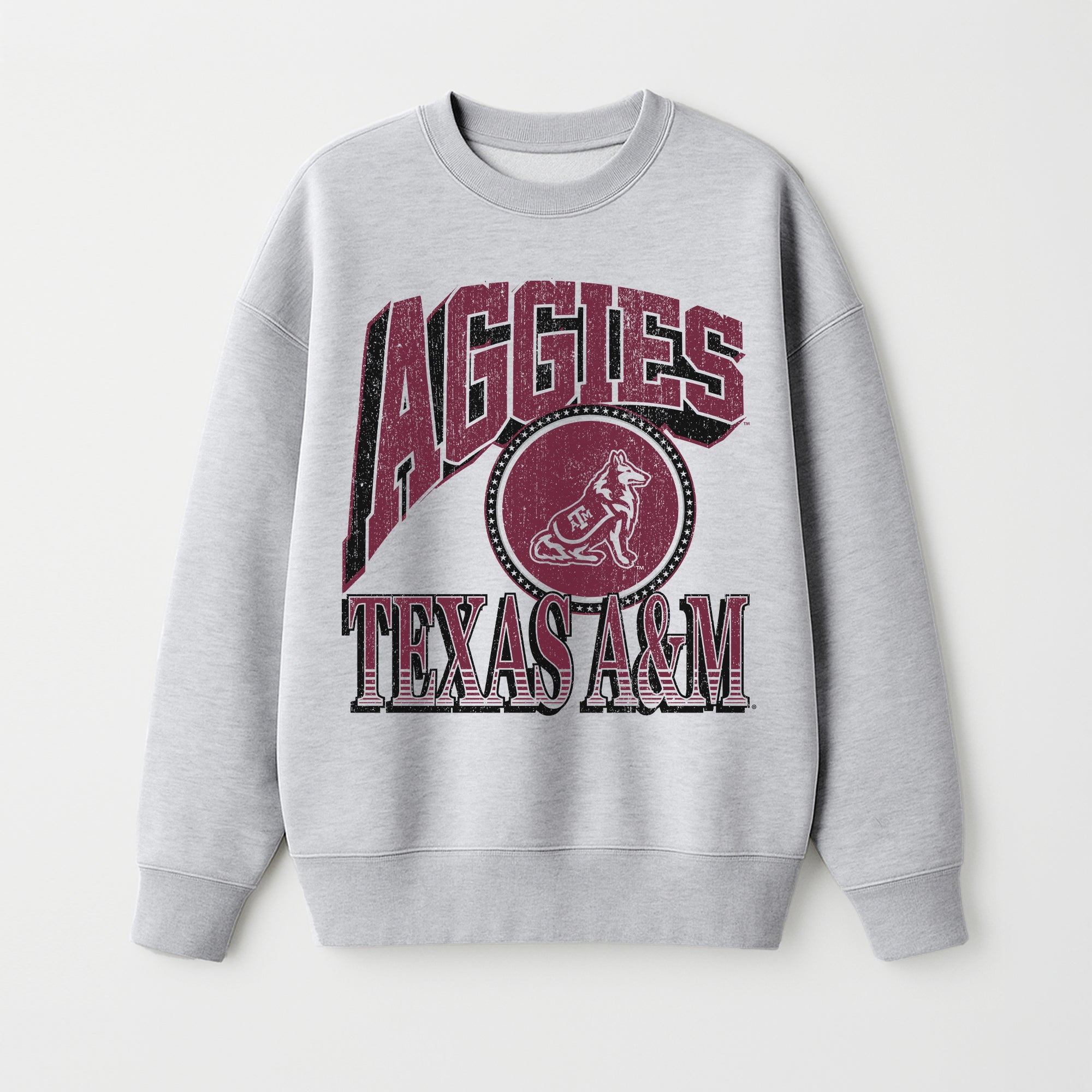 TEXAS A&M AGGIES GAME ON PREMIUM FLEECE DROP SHOULDER CREWNECK PULLOVER