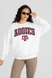TEXAS A&M AGGIES SWEET PLAY PREMIUM FLEECE DROP SHOULDER CREWNECK PULLOVER