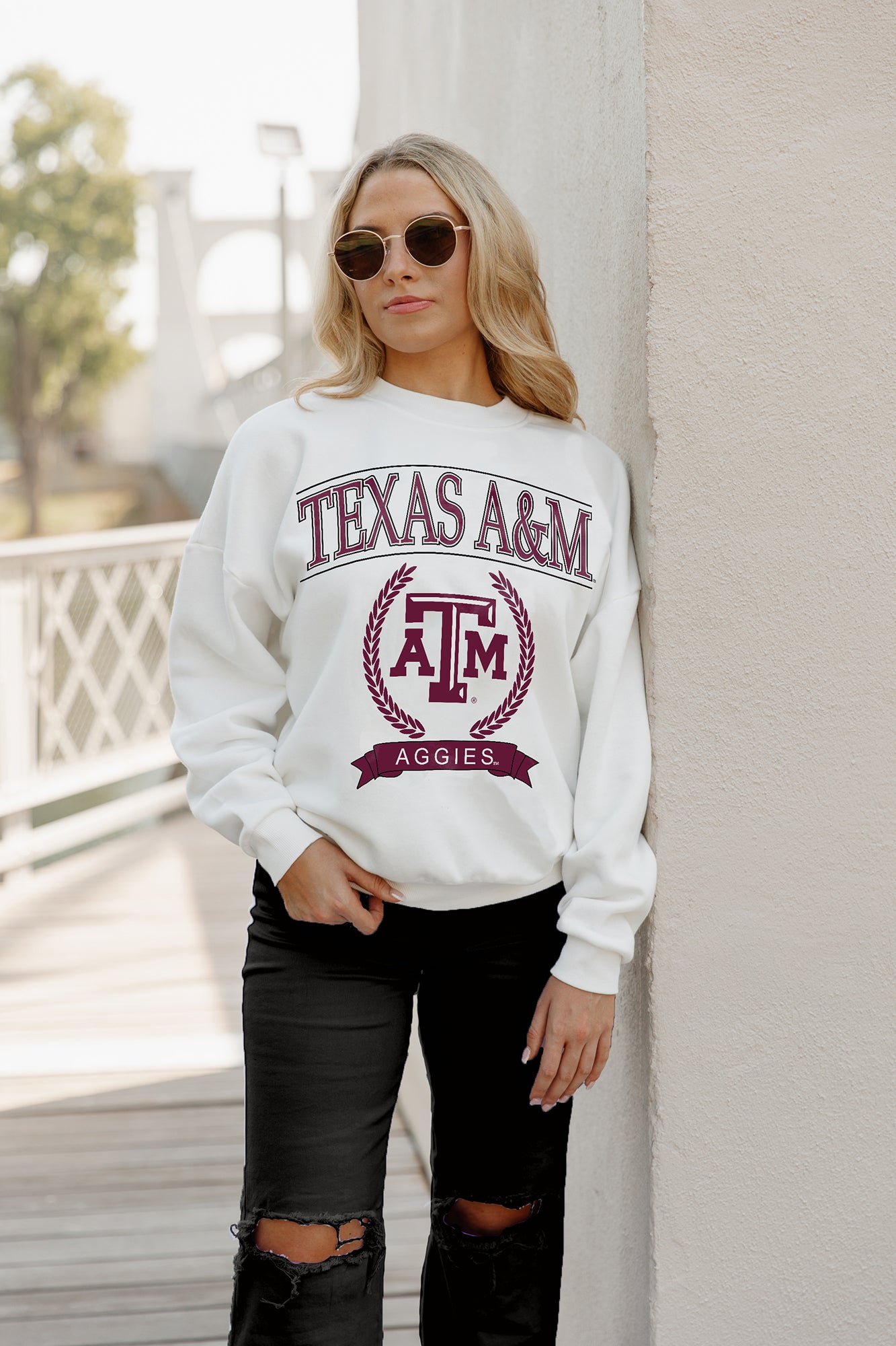 TEXAS A&M AGGIES Having A Ball Fleece Crew Pullover By Madi Prewett Troutt