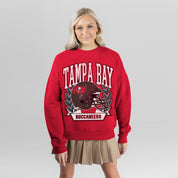 TAMPA BAY BUCCANEERS CLASSIC ARCHIVES PREMIUM FLEECE DROP SHOULDER CREWNECK PULLOVER