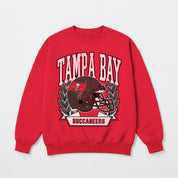 TAMPA BAY BUCCANEERS CLASSIC ARCHIVES PREMIUM FLEECE DROP SHOULDER CREWNECK PULLOVER