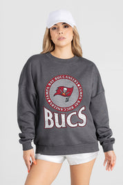 TAMPA BAY BUCCANEERS SATURDAY SEAL PREMIUM FLEECE DROP SHOULDER CREWNECK PULLOVER