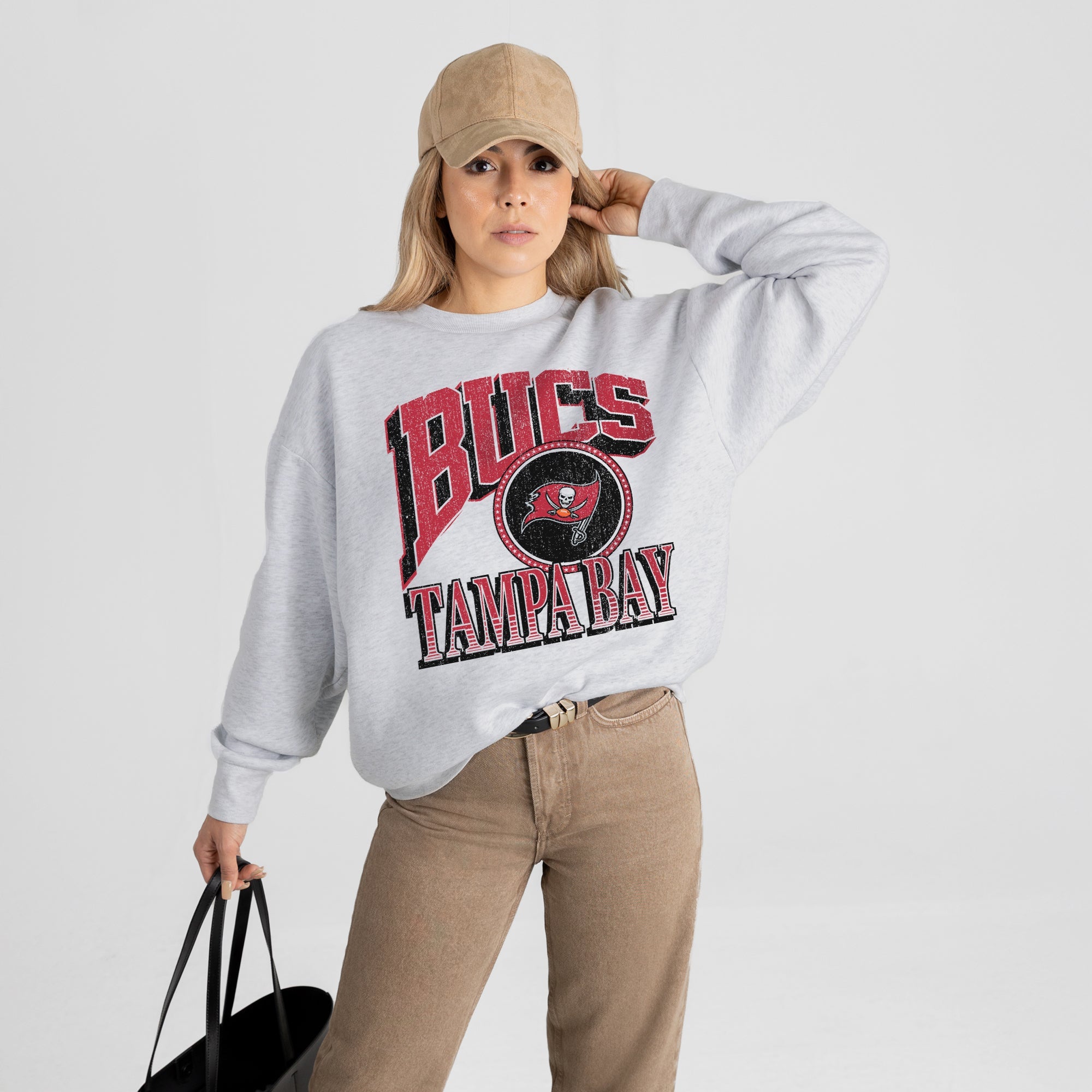 TAMPA BAY BUCCANEERS GAME ON PREMIUM FLEECE DROP SHOULDER CREWNECK PULLOVER