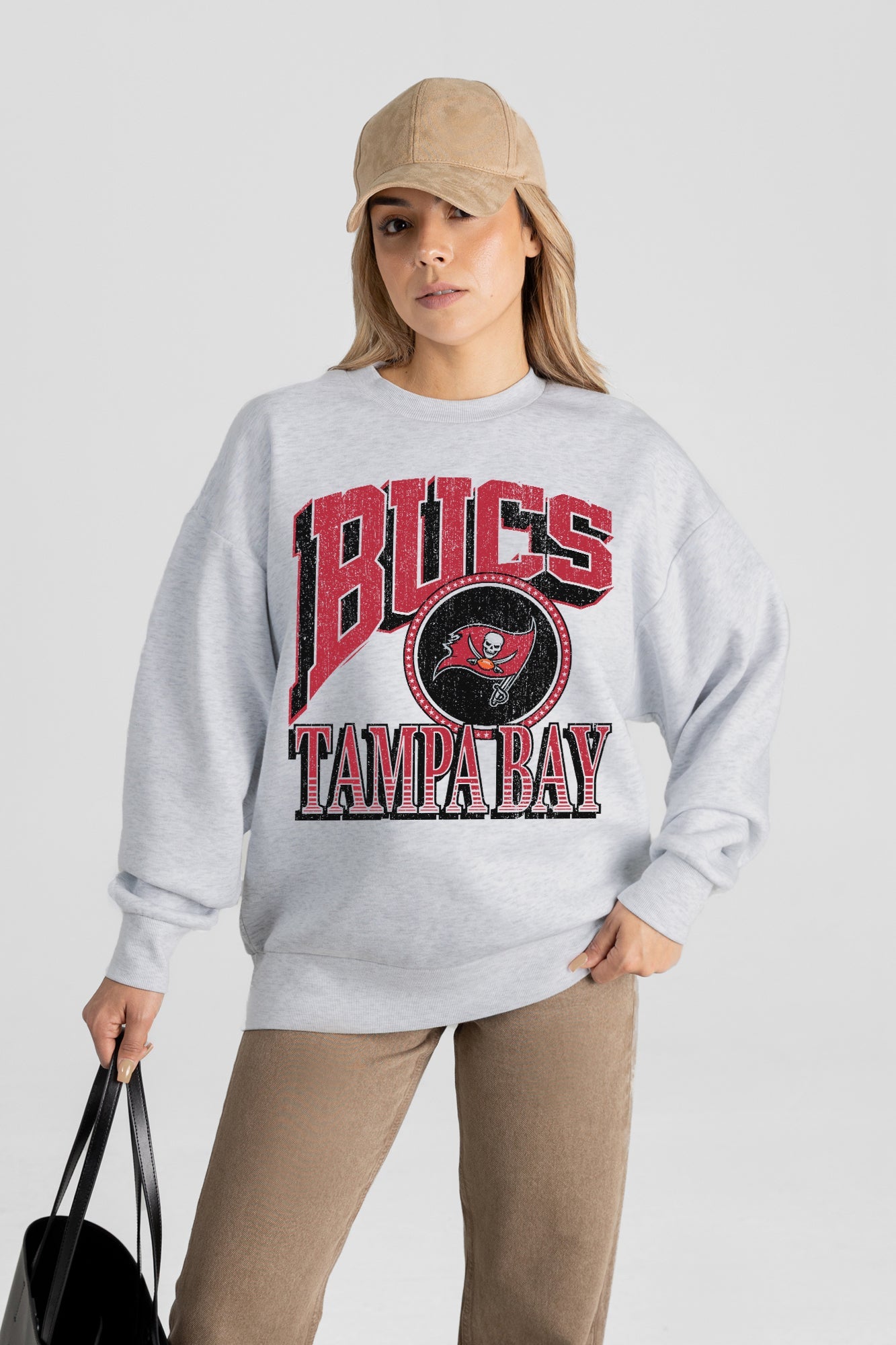 TAMPA BAY BUCCANEERS GAME ON PREMIUM FLEECE DROP SHOULDER CREWNECK PULLOVER