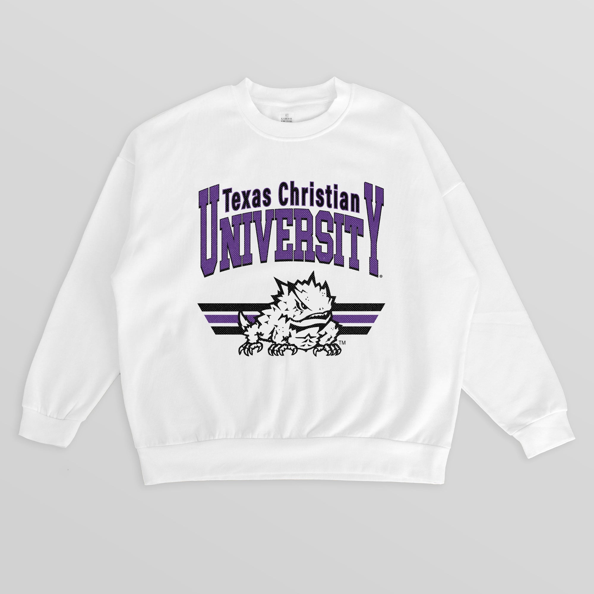 TCU HORNED FROGS SWIFT STRIKE PREMIUM FLEECE DROP SHOULDER CREWNECK PULLOVER