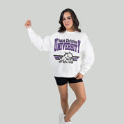 TCU HORNED FROGS SWIFT STRIKE PREMIUM FLEECE DROP SHOULDER CREWNECK PULLOVER