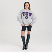 TCU HORNED FROGS TRADITION REFINED PREMIUM FLEECE CREWNECK PULLOVER