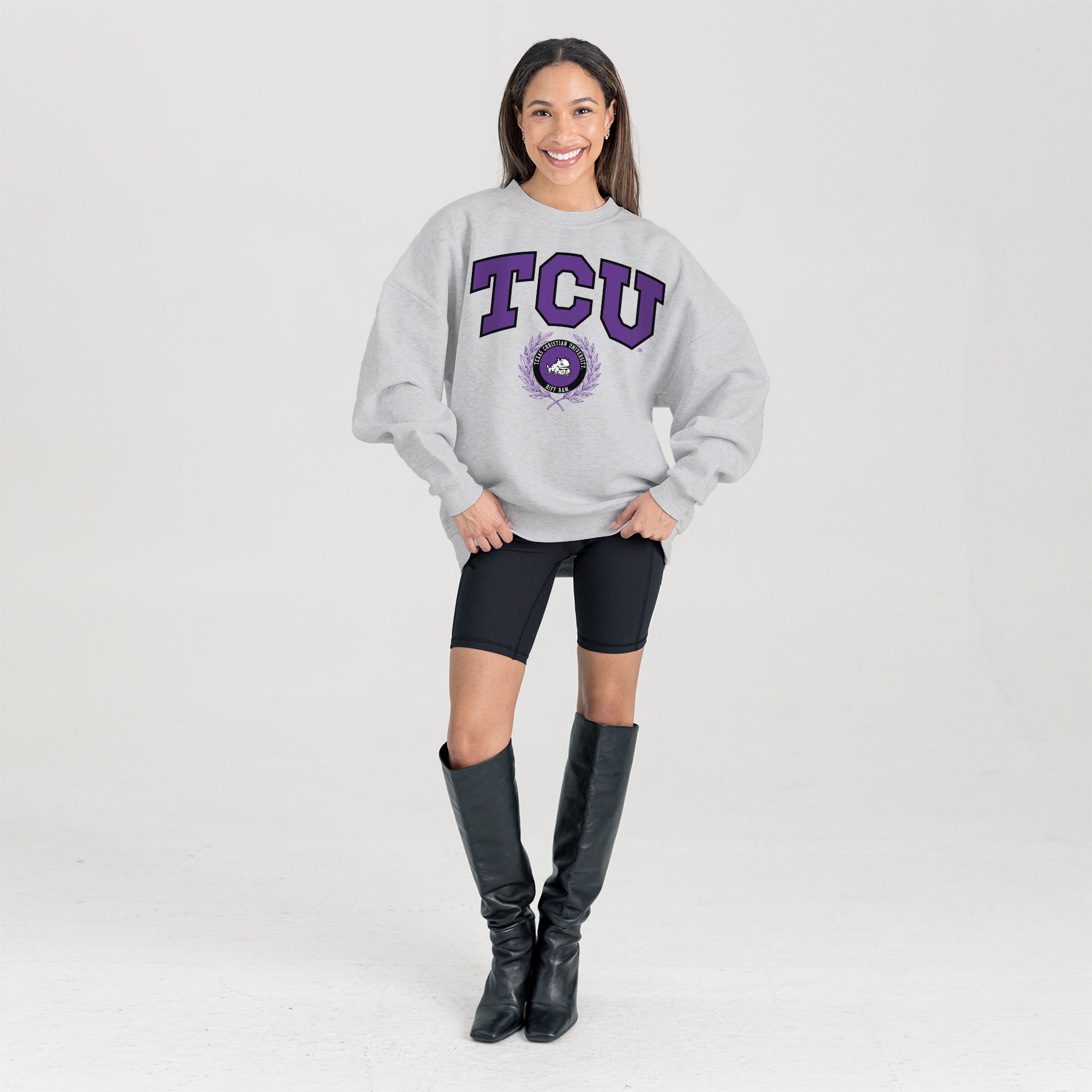 TCU HORNED FROGS TRADITION REFINED PREMIUM FLEECE CREWNECK PULLOVER
