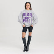 TCU HORNED FROGS PENNANT PRIDE PREMIUM FLEECE DROP SHOULDER CREWNECK PULLOVER