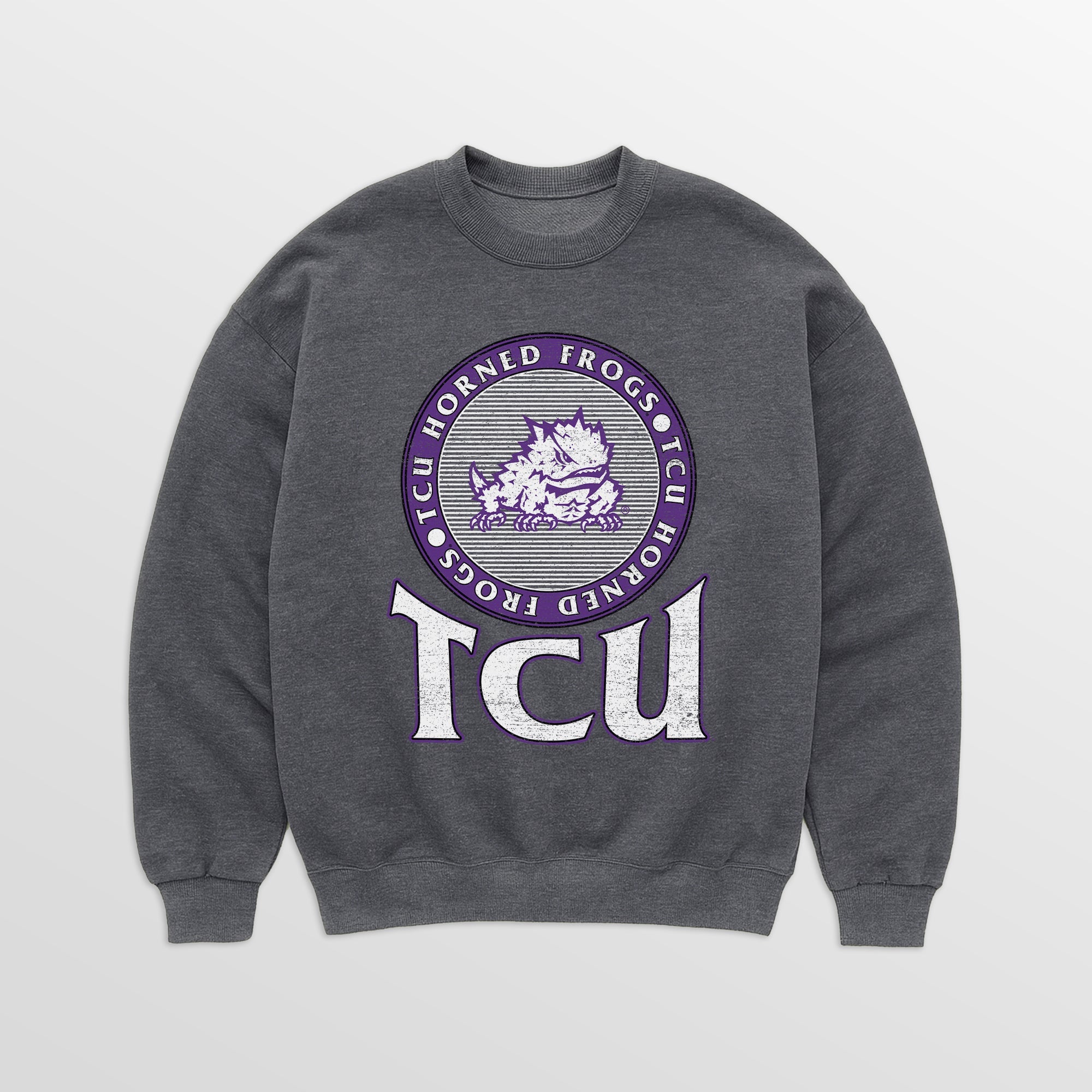 TCU HORNED FROGS SATURDAY SEAL PREMIUM FLEECE DROP SHOULDER CREWNECK PULLOVER