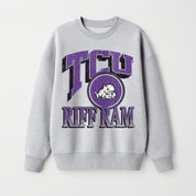 TCU HORNED FROGS GAME ON PREMIUM FLEECE DROP SHOULDER CREWNECK PULLOVER