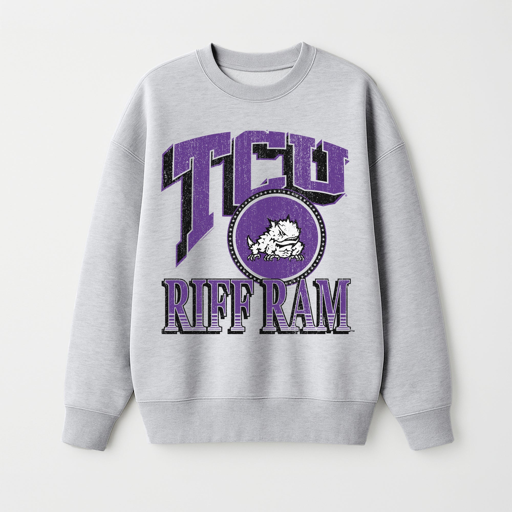 TCU HORNED FROGS GAME ON PREMIUM FLEECE DROP SHOULDER CREWNECK PULLOVER