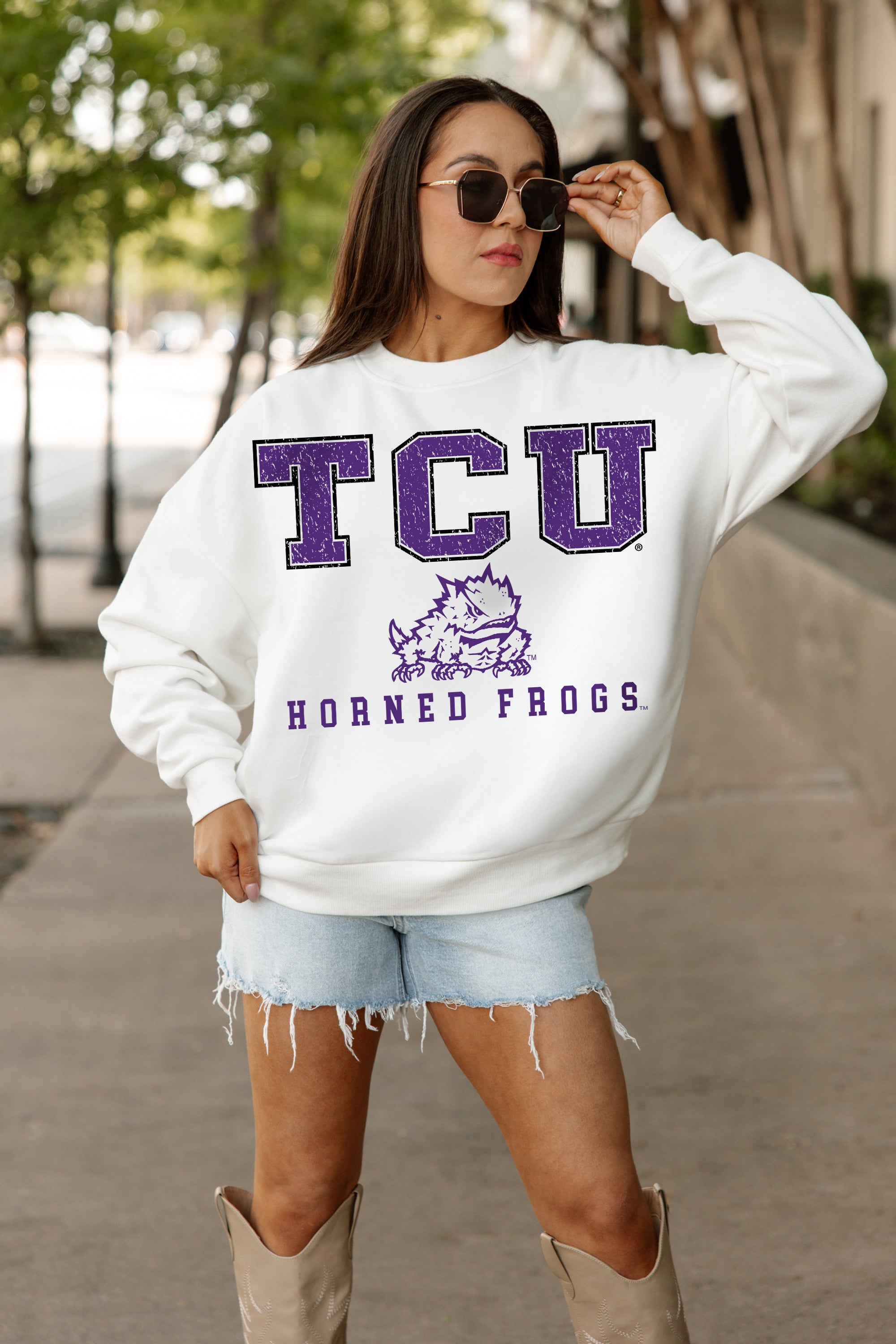 TCU HORNED FROGS Freestyle Fleece Drop-Shoulder Pullover