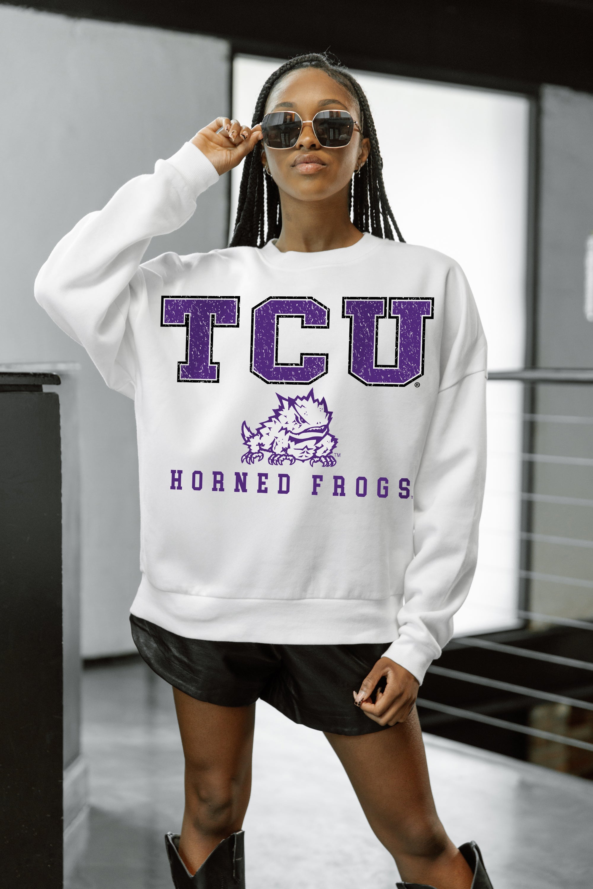 TCU HORNED FROGS Freestyle Fleece Drop-Shoulder Pullover